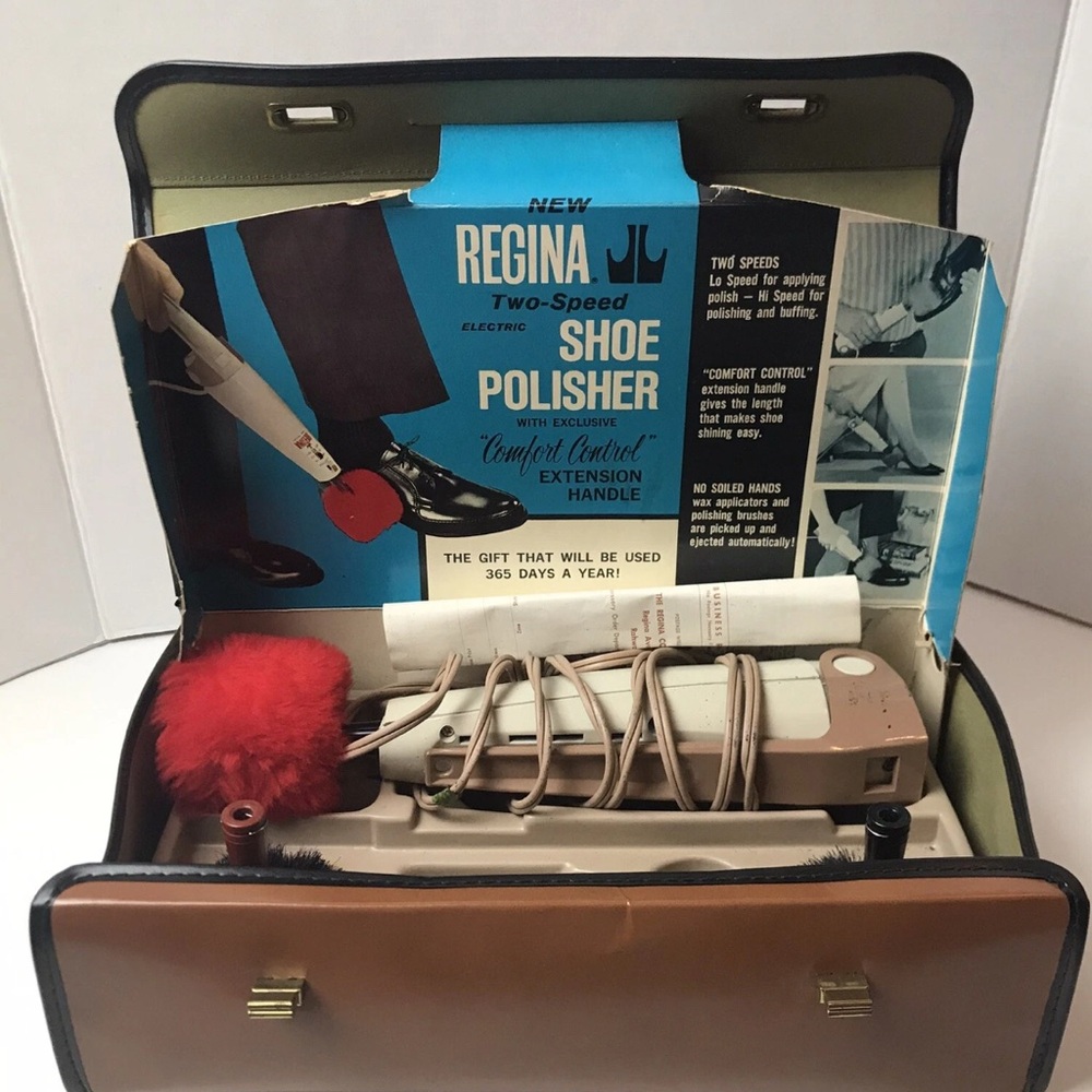 Vintage Regina Two Speed Electric Shoe Polisher Shine Kit In Box